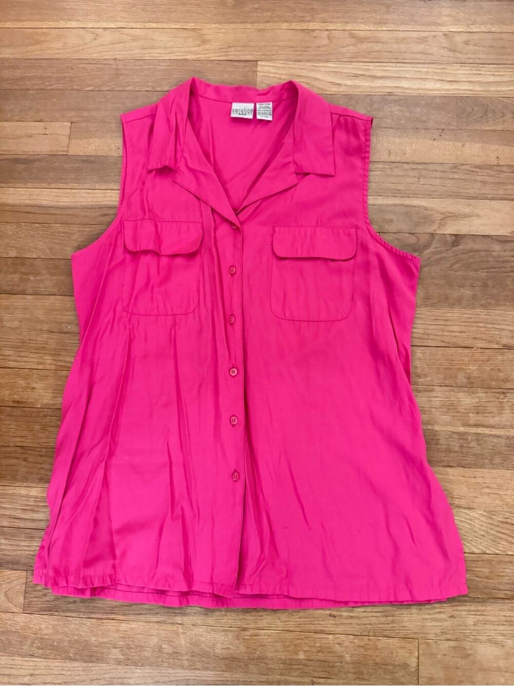 Carolina Colours Plus Women's Pink Sleeveless Button Front Top - Sz 18W/20W
 b71